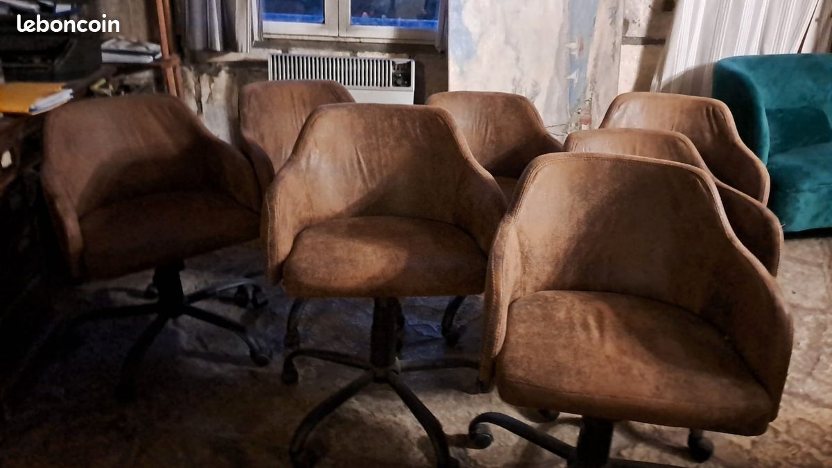 Lot de 7 fauteuils de bureau / salle à manger – Style Industriel / Vintage (image 16)