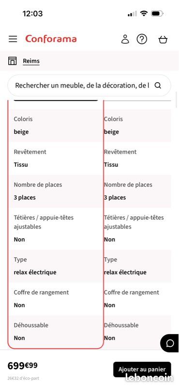 Canapé droit relax neuf (image 13)