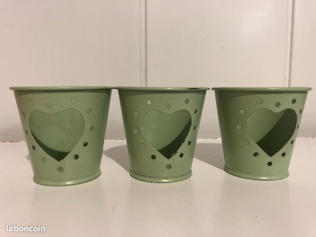 Lot 3 pots acier vert coeur (image 1)