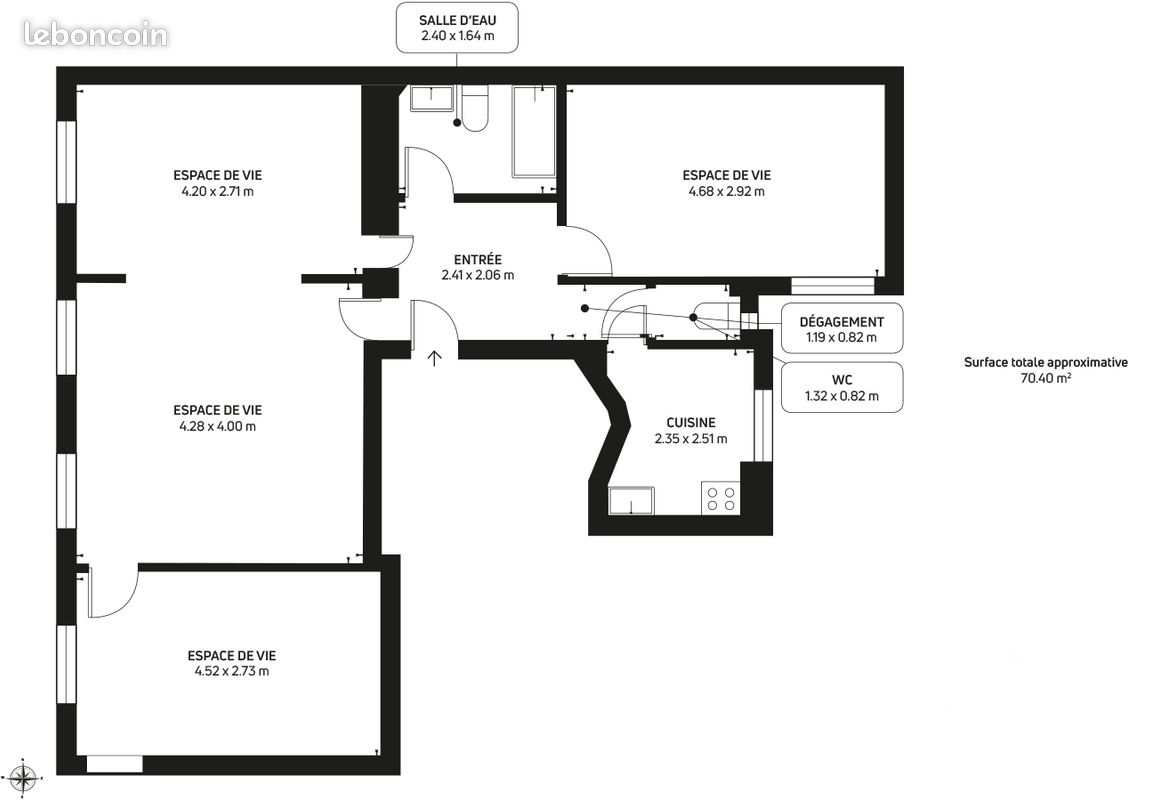 Appartement 4 pièces 70 m² · à Paris · 70 m² · 884 000 €