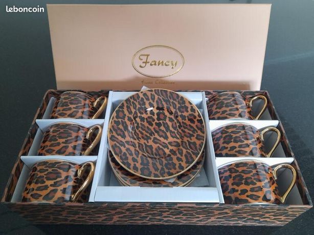 Lot De 6 Tasses à Café Sans Anse MamboCat Noir Mat - Style Ethnique, Faïence, 300ml | Pour Café, Thé, Chocolat