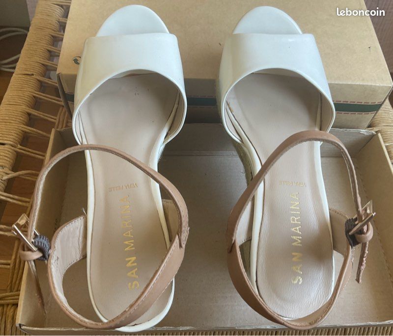 Chaussures talon compensé en corde San Marina blanc quasi neuve (image 5)