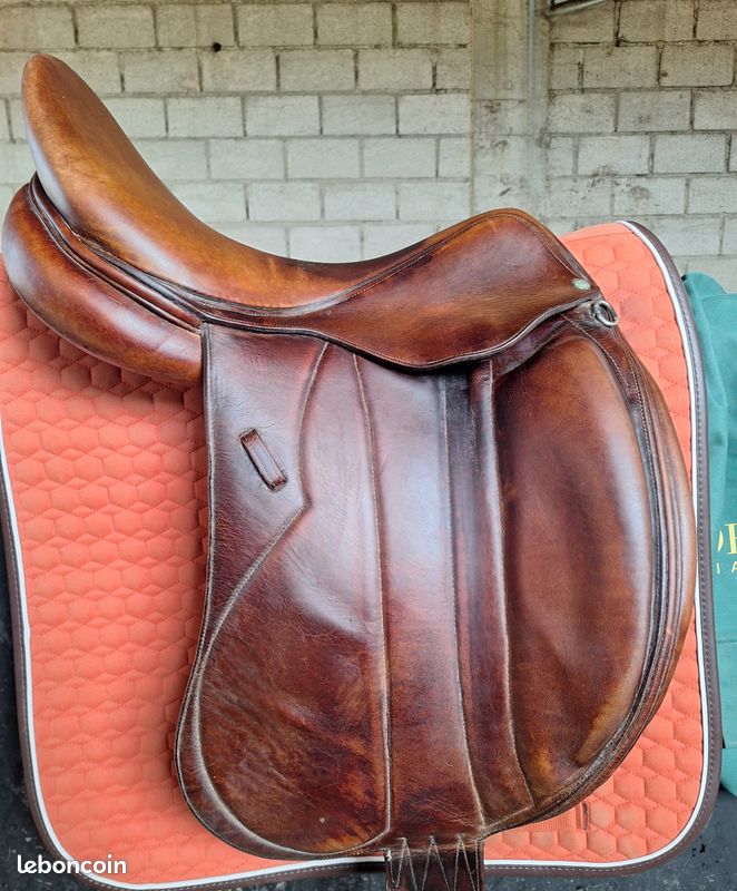 Selle De Dressage Chester En Cuir, Plaque D'arçon Interchangeable, Couleur Rouge/brun, Neuve