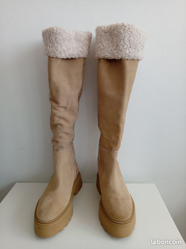 HOT Boots Botte Hiver Haute Femme Botte Hiver Haute Beige Pour