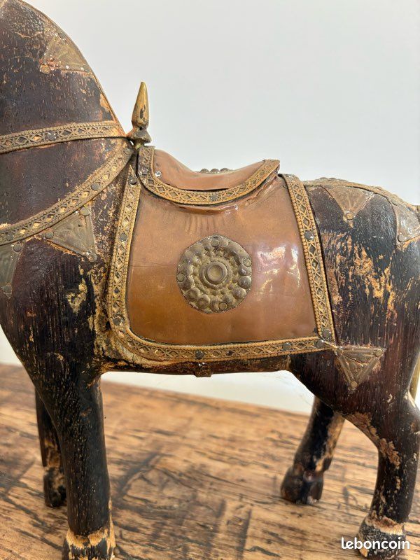 Statue Antique De Cheval En Laiton Sculpté à La Main - Pièce Originale Ancienne - Artisanat D'Inde