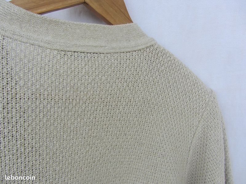 Cardigan à manches courtes beige clair vintage (image 12)