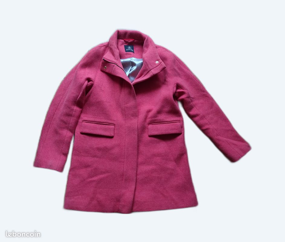BURTON manteau rose foncé hiver femme taille 42 70% laine très bon