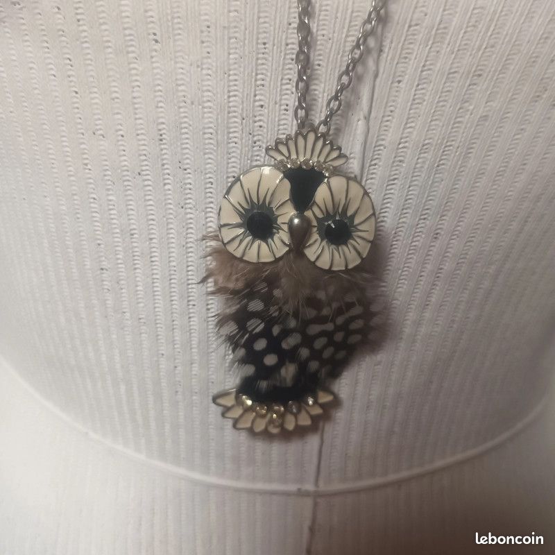 Pendentif chouette avec sa chaîne argentée, neuf, 2 achats - 20% (image 2)