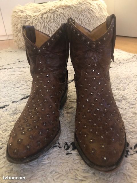 Bottines en cuir marron brodé - marque Mexicana (image 2)