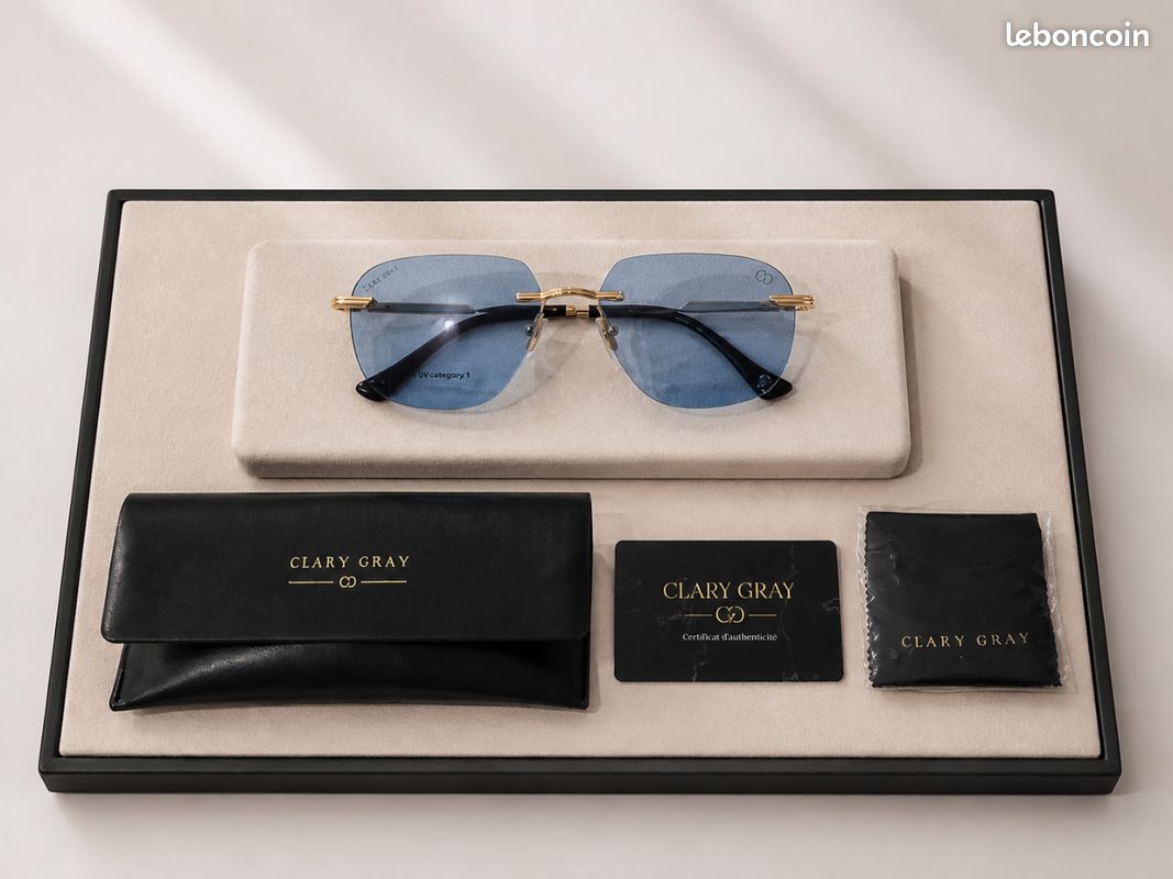 ✨ Lunette de soleil Clary Gray - Modèle LAVAL - OR 24K - NEUVE ✨ (image 2)