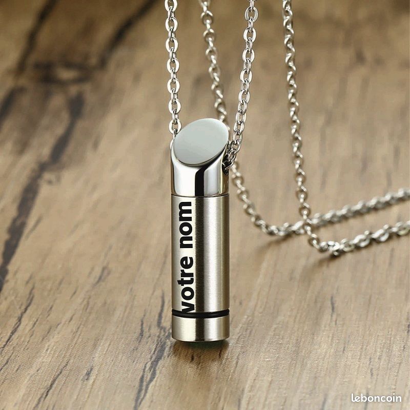 Collier personnalisé , bijoux de crémation, forme d'urne de cendres, style Hip Hop (image 1)