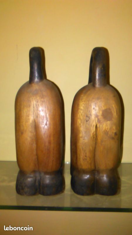 Paire de chats Serre-livres en bois exotique massif sculptés main (image 4)