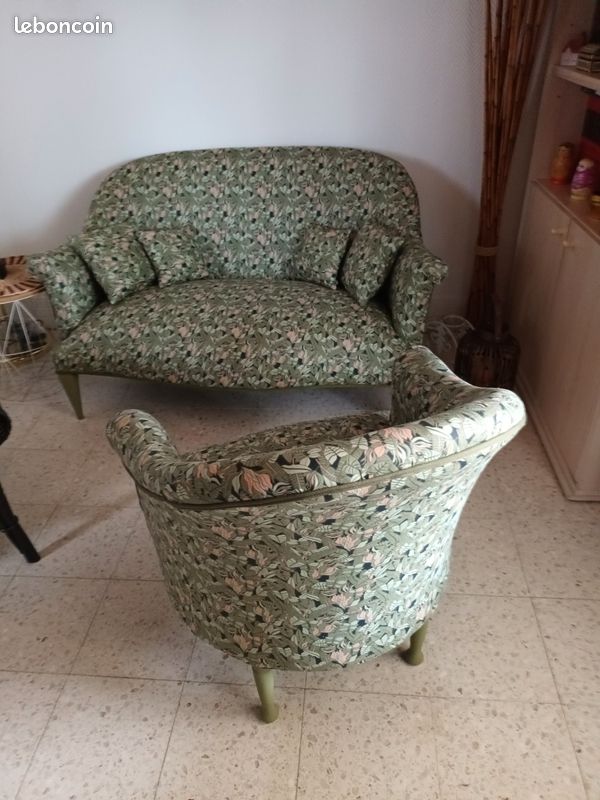 Banquette et son fauteuil refait entièrement par mes soins (image 3)