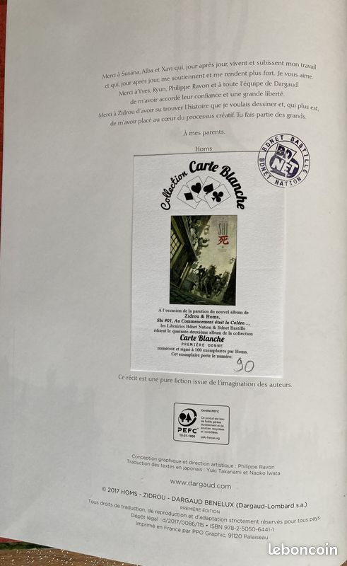 BD EO Shi 1 Au Commencement...Zidrou et Homs édition carte blanche BDNet 2017 (image 2)
