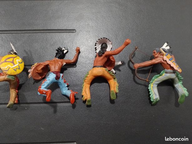 Figurine Elastolin Ougen Wild West - Cavalier Indien 7 Cm - Ancienne Production Allemagne