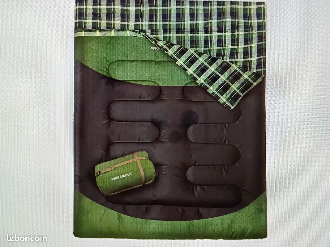 Wkfamout sac de couchage double en flanelle neuf Sport Plein air