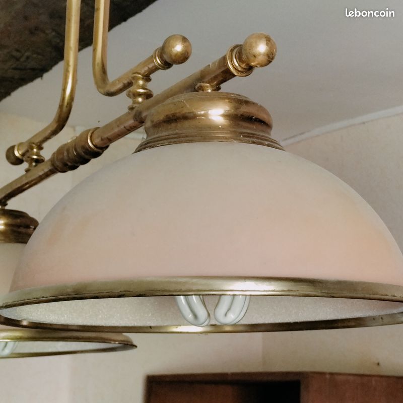 Lustre de billard en laiton avec 2 globes en verre - LV31 (image 6)