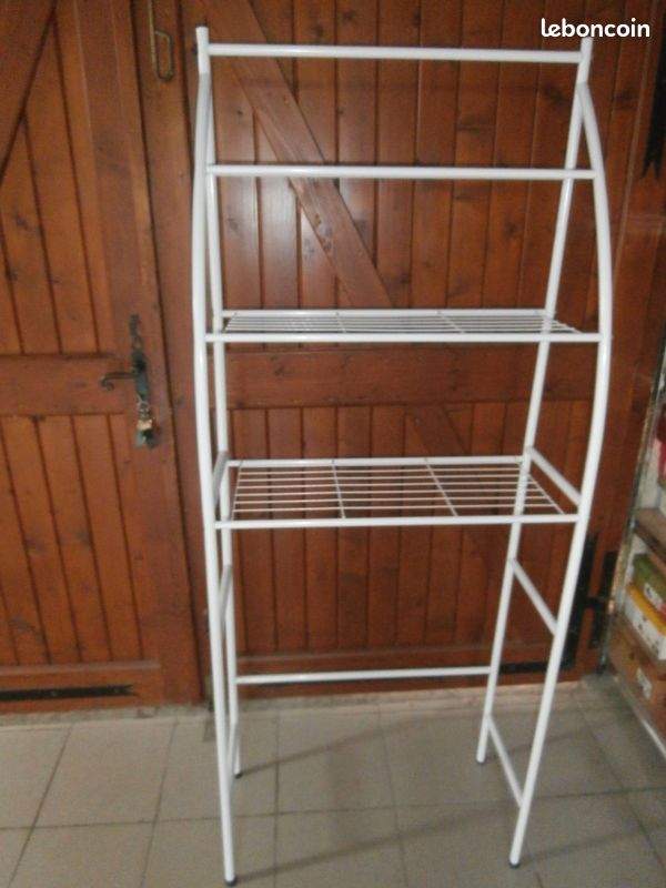 Grande Etagère blanche métallique avec 3 rayonnages (image 3)
