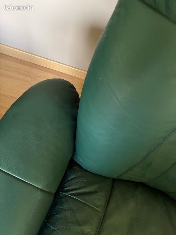 Fauteuil accoudoir en cuir vert (image 4)