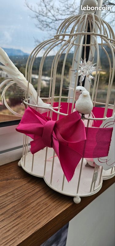 Urne De Mariage En Forme De Cage à Oiseaux - Couleur Crème, 50x22x22 Cm, Pour Cartes Et Cadeaux