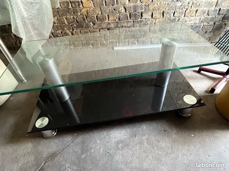 Vends meuble tv en verre trempé de couleur blanc (image 1)