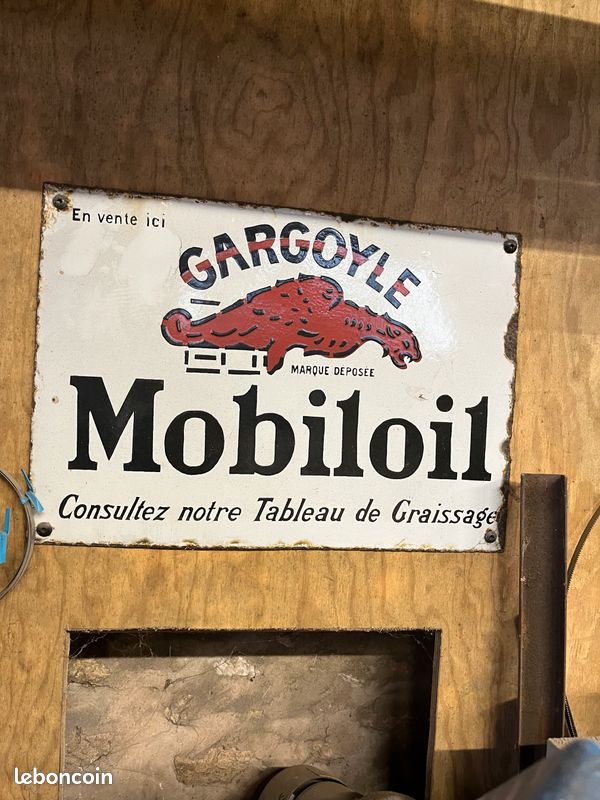 PLAQUE ÉMAILLÉE MOBIL Mobiloil Gargoyle no Shell Bp Esso Veedol Enamel