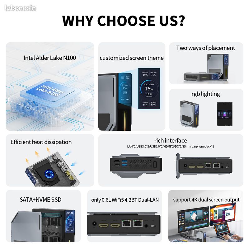 Mini Ordinateur PC FIREBAT S1 Intel Alder Lake N100 Windows 11 16GB RAM DDR4 512GB SSD (image 2)