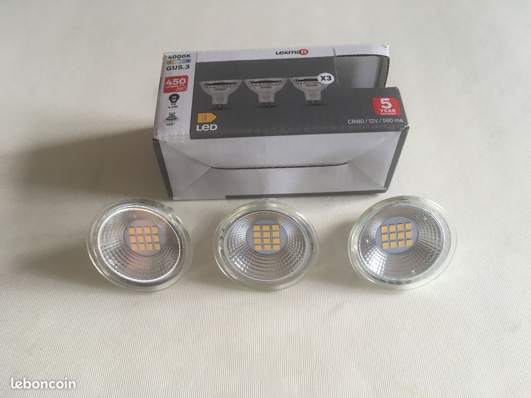 3 ampoules led réflecteur GU5.3, 100 deg, 450 Lm = 35 W, blanc neutre, LEXMAN (image 5)