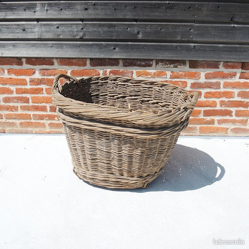 Ancien Panier de Vendanges en Osier XL (image 1)