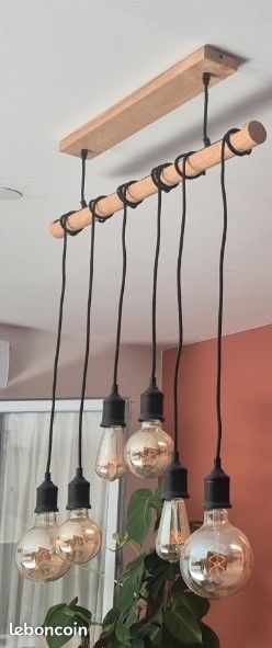 Suspension Alinéa 6 lumières en bois – Très bon état (image 2)