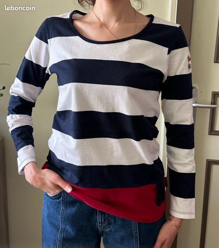 Pull marinière doux en coton, Taille M, Terre de Marins (image 1)
