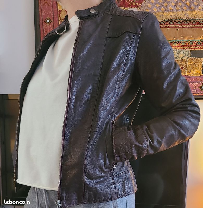 Manteau Doudoune Femme VERAZZANO En Cuir D'agneau Et Fourrure Renard - Taille XL - Neuf Avec étiquettes
