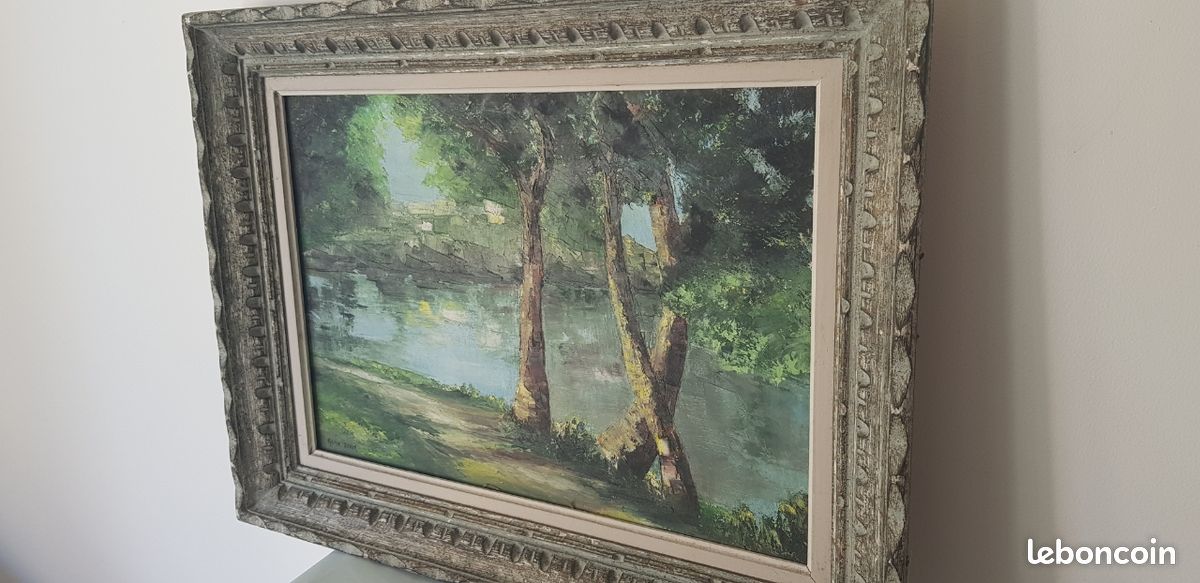Peinture sur toile René Latour encadré 1950 (image 2)