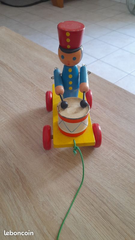 Jouet Mécanique Ancien En Tôle - Garçon Au Tambour - Objet De Collection