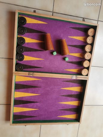 Jeu de backgammon / jacquet en mallette noire avec pions et godets 36cm x 23cm - Jeux & Jouets