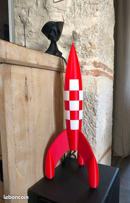 Fusée Artisanale style TINTIN 39cm - France