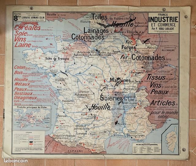 Carte géographique scolaire ancienne (image 2)