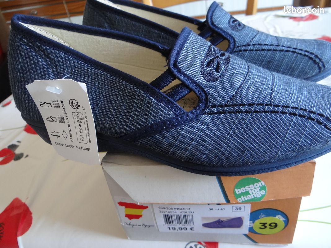 Chaussures toile Komonodas Pt 39 neuves coloris jean (image 1)