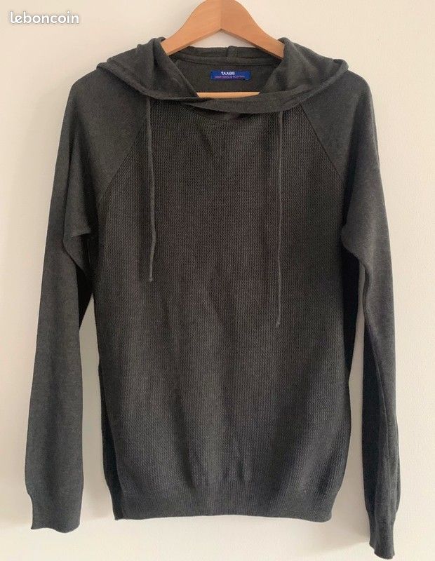 Pull gris fin à capuche Jules Taille S (image 1)