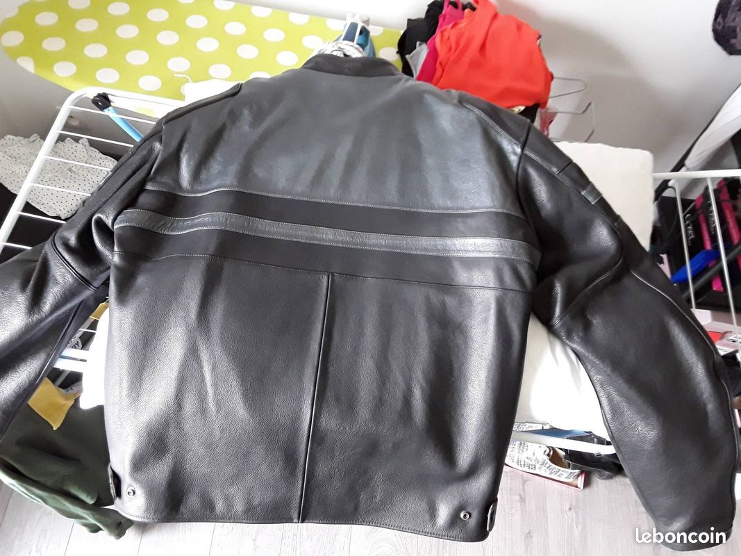 Blouson En Cuir Vintage Vanson - Taille 36, Bleu, Doublure Coton - Occasion Très Bon État