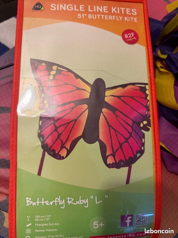 Cerf Volant Enfant Cerf-Volant Papillon de 1,5 m très Facile à enlever