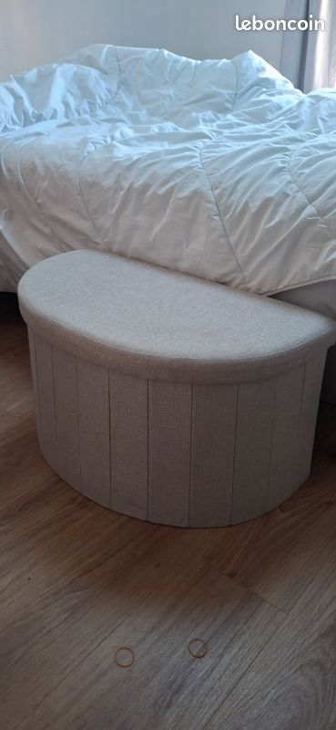 Pouf coffre demi-lune gris (image 2)