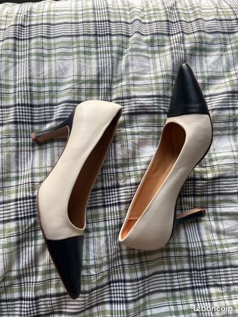 Escarpins UGO BACCI - Noir - Taille 38 (EUR) - Toile Et Cuir - Talons 2-7 Cm