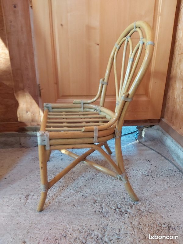 Chaise rotin cérusée naturel et vert (image 2)