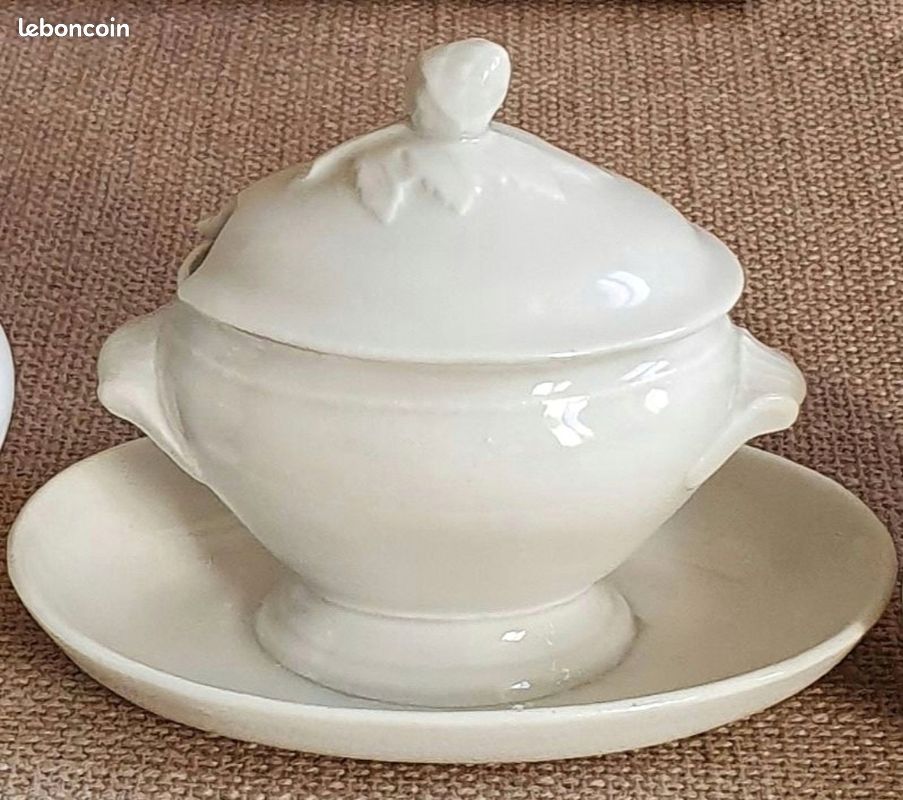 Petite Saucière - Moutardier En Porcelaine Blanche - Déco De Table - Occasion Parfait état