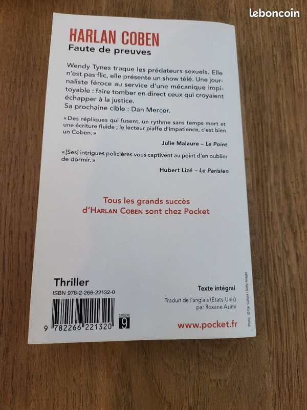 Livre "Faute de preuves" Harlan Coben (image 2)