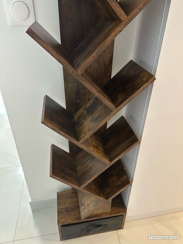 Bibliothèque Étagère Arbre à 9 Niveaux avec Tiroir (image 3)