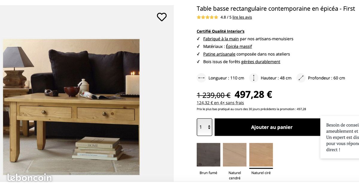 Table basse en épicéa massif – esprit chalet – Interior’s (image 5)