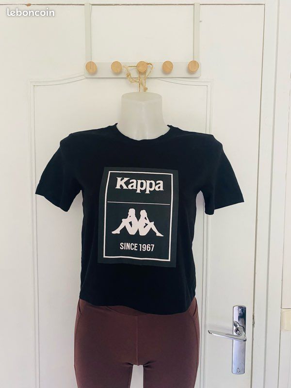 T-shirt Kappa crop top noir 100% coton (image 3)