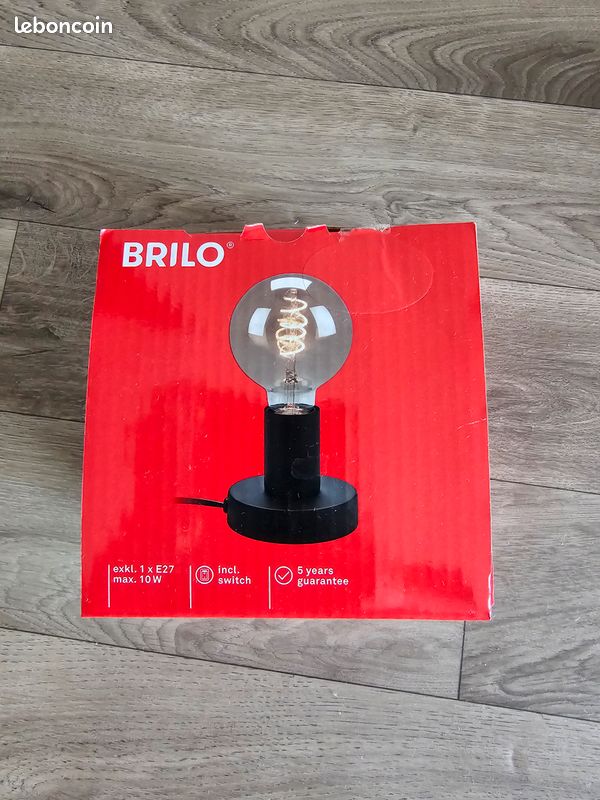 Lampe De Table BRILONER Leuchten 7026-015 – Design Noir, 1 Ampoule E27, Interrupteur Sur Câble, 17.5x25.6 Cm